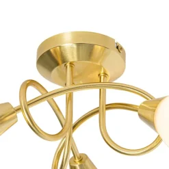 QAZQA Deckenleuchten|Wohnzimmerlampen*Klassische Deckenleuchte Gold mit Opalglas 3-flammig - Inez