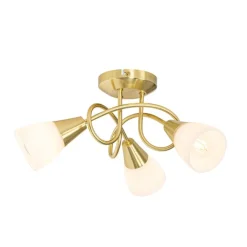 QAZQA Deckenleuchten|Wohnzimmerlampen*Klassische Deckenleuchte Gold mit Opalglas 3-flammig - Inez