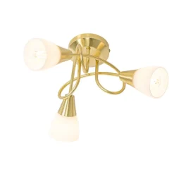QAZQA Deckenleuchten|Wohnzimmerlampen*Klassische Deckenleuchte Gold mit Opalglas 3-flammig - Inez