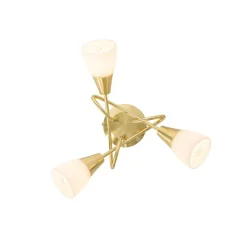 QAZQA Deckenleuchten|Wohnzimmerlampen*Klassische Deckenleuchte Gold mit Opalglas 3-flammig - Inez