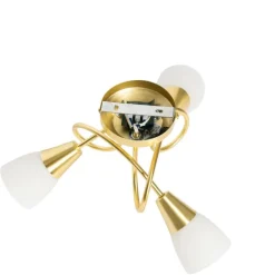 QAZQA Deckenleuchten|Wohnzimmerlampen*Klassische Deckenleuchte Gold mit Opalglas 3-flammig - Inez