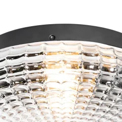 QAZQA Deckenleuchten Außen|Deckenleuchten*Klassische Deckenleuchte schwarz mit Rauchglas 30 cm IP44 - Nohmi