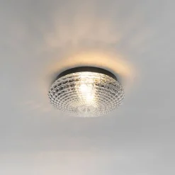 QAZQA Deckenleuchten Außen|Deckenleuchten*Klassische Deckenleuchte schwarz mit Rauchglas 30 cm IP44 - Nohmi