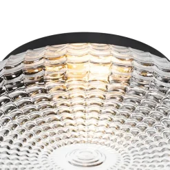 QAZQA Deckenleuchten Außen|Deckenleuchten*Klassische Deckenleuchte schwarz mit Rauchglas 35 cm IP44 - Nohmi