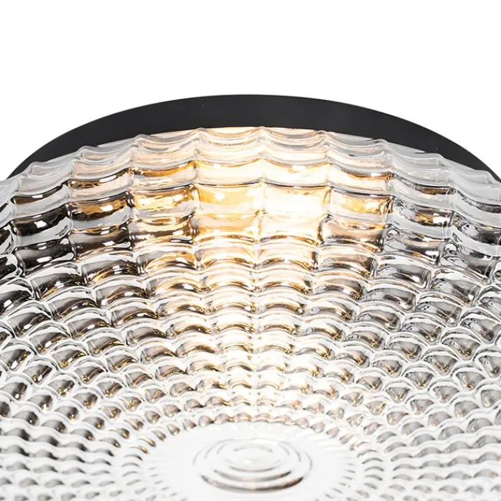 QAZQA Deckenleuchten Außen|Deckenleuchten*Klassische Deckenleuchte schwarz mit Rauchglas 35 cm IP44 - Nohmi