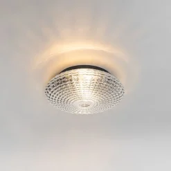 QAZQA Deckenleuchten Außen|Deckenleuchten*Klassische Deckenleuchte schwarz mit Rauchglas 35 cm IP44 - Nohmi