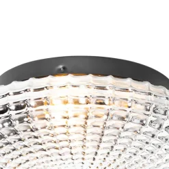 QAZQA Deckenleuchten Außen|Deckenleuchten*Klassische Deckenleuchte schwarz mit Rauchglas 23 cm IP44 - Nohmi