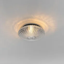 QAZQA Deckenleuchten Außen|Deckenleuchten*Klassische Deckenleuchte schwarz mit Rauchglas 23 cm IP44 - Nohmi