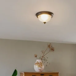 QAZQA Schlafzimmerlampen|Küchenlampen*Klassische Deckenleuchte braun opal - Classico