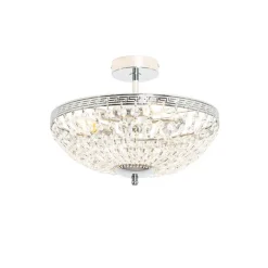 QAZQA Deckenleuchten|Esszimmerlampen*Klassische Deckenleuchte aus Stahl mit Kristall, 3-flammig – Mondrian