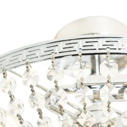 QAZQA Deckenleuchten|Esszimmerlampen*Klassische Deckenleuchte aus Stahl mit Kristall, 3-flammig – Mondrian