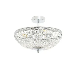 QAZQA Deckenleuchten|Esszimmerlampen*Klassische Deckenleuchte aus Stahl mit Kristall, 3-flammig – Mondrian