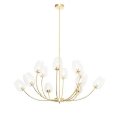 QAZQA Schlafzimmerlampen|Küchenlampen*Klassische Hängelampe Gold mit Glas 12 Lichter - Elien