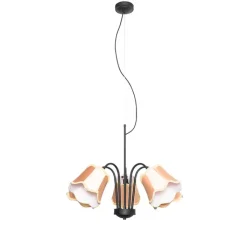 QAZQA Pendelleuchten|Wohnzimmerlampen*Klassische Hängelampe schwarz mit Lampenschirm gold 5-flammig - Nona