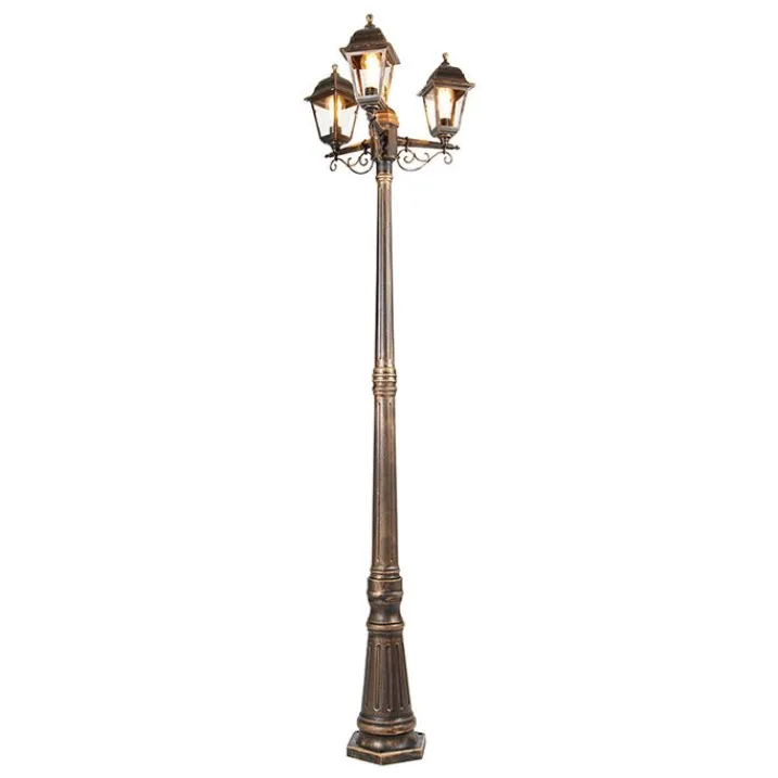 QAZQA Gartenbeleuchtung|Laternen Außen*Klassische Laterne Antikgold 3-Licht IP44 - Hauptstadt