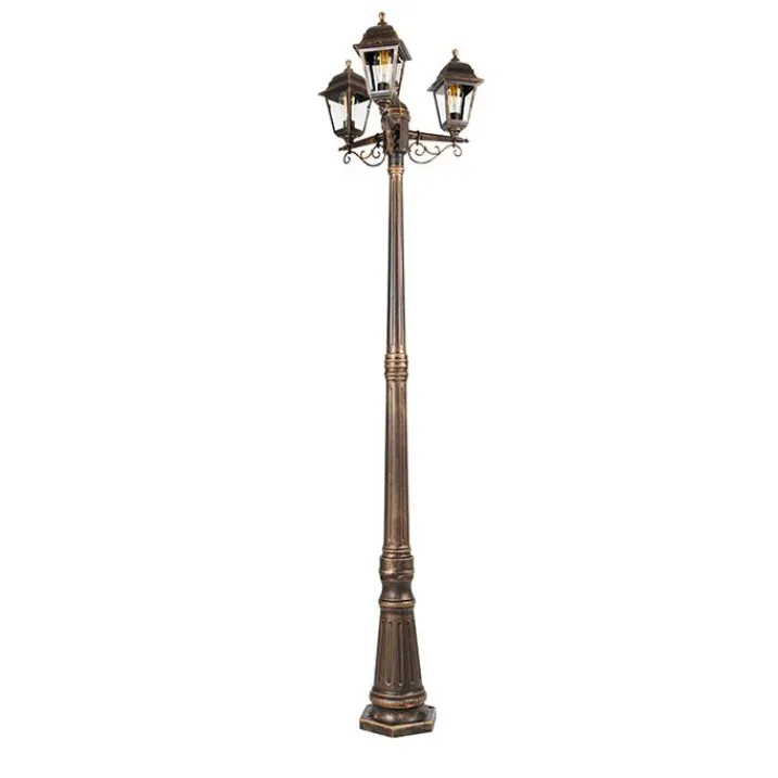 QAZQA Gartenbeleuchtung|Laternen Außen*Klassische Laterne Antikgold 3-Licht IP44 - Hauptstadt