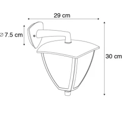 QAZQA Gartenbeleuchtung|Außenwandleuchten*Klassische Laterne für den Außenbereich mit dunkelgrauer Schutzart IP44 - Platar