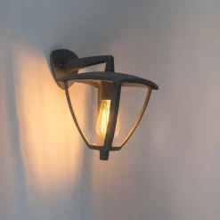 QAZQA Gartenbeleuchtung|Außenwandleuchten*Klassische Laterne für den Außenbereich mit dunkelgrauer Schutzart IP44 - Platar