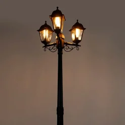 QAZQA Gartenbeleuchtung|Laternen Außen*Klassische Laterne schwarz 3-Licht IP44 - Hauptstadt