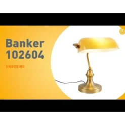 QAZQA Tischlampen|Wohnzimmerlampen*Klassische Notarlampe Bronze mit Braunglas - Banker