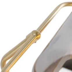 QAZQA Tischlampen|Wohnzimmerlampen*Klassische Notarlampe Gold mit geräuchertem Spiegelglas - Banker