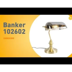 QAZQA Tischlampen|Wohnzimmerlampen*Klassische Notarlampe Gold mit geräuchertem Spiegelglas - Banker