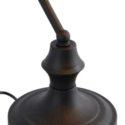 QAZQA Tischlampen|Wohnzimmerlampen*Klassische Notarlampe schwarz mit geräuchertem Spiegelglas - Banker