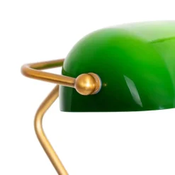 QAZQA Stehlampen|Wohnzimmerlampen*Klassische Notar-Stehlampe Bronze mit grünem Glas - Banker