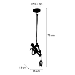 QAZQA Pendelleuchten|Wohnzimmerlampen*Klassische Pendelleuchte Gold mit Seil - Animal Monkey