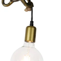 QAZQA Pendelleuchten|Wohnzimmerlampen*Klassische Pendelleuchte Gold mit Seil - Animal Monkey
