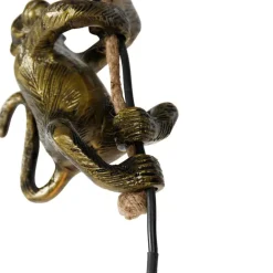 QAZQA Pendelleuchten|Wohnzimmerlampen*Klassische Pendelleuchte Gold mit Seil - Animal Monkey