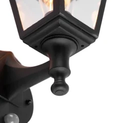 QAZQA Gartenbeleuchtung|Außenwandleuchten*Klassische schwarze Außenwandleuchte mit Bewegungsmelder – Capital