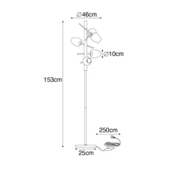 QAZQA Stehlampen|Wohnzimmerlampen*Klassische Stehlampe Gold mit Glas - Elien