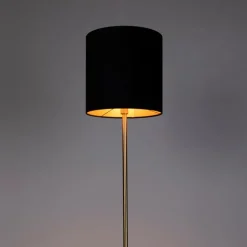 QAZQA Stehlampen|Wohnzimmerlampen*Klassische Stehlampe Messing mit schwarzem Schirm 40 cm - Simplo