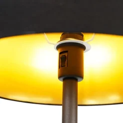 QAZQA Stehlampen|Wohnzimmerlampen*Klassische Stehlampe schwarz mit Gold und Leselicht - Retro