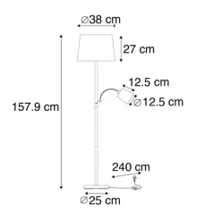 QAZQA Stehlampen|Wohnzimmerlampen*Klassische Stehlampe schwarz mit Gold und Leselicht - Retro