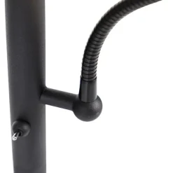 QAZQA Stehlampen|Wohnzimmerlampen*Klassische Stehlampe schwarz mit Gold und Leselicht - Retro