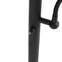 QAZQA Stehlampen|Wohnzimmerlampen*Klassische Stehlampe schwarz mit Gold und Leselicht - Retro