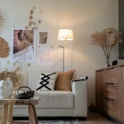 QAZQA Stehlampen|Wohnzimmerlampen*Klassische Stehlampe Stahl mit weißem Schirm verstellbar - Ladas