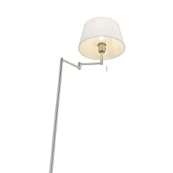 QAZQA Stehlampen|Wohnzimmerlampen*Klassische Stehlampe Stahl mit weißem Schirm verstellbar - Ladas