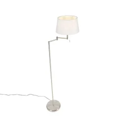 QAZQA Stehlampen|Wohnzimmerlampen*Klassische Stehlampe Stahl mit weißem Schirm verstellbar - Ladas