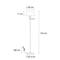 QAZQA Stehlampen|Wohnzimmerlampen*Klassische Stehlampe Stahl mit weißem Schirm verstellbar - Ladas