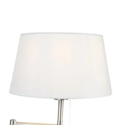 QAZQA Stehlampen|Wohnzimmerlampen*Klassische Stehlampe Stahl mit weißem Schirm verstellbar - Ladas