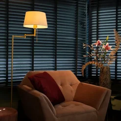 QAZQA Stehlampen|Wohnzimmerlampen*Klassische Stehleuchte Bronze mit verstellbarem weißen Schirm - Ladas Fix