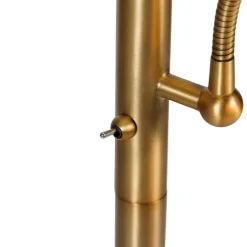 QAZQA Schlafzimmerlampen|Esszimmerlampen*Klassische Stehleuchte Bronze Stoffschirm Weiß mit Leselampe - Retro