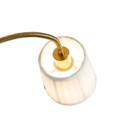 QAZQA Schlafzimmerlampen|Esszimmerlampen*Klassische Stehleuchte Bronze Stoffschirm Weiß mit Leselampe - Retro