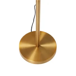 QAZQA Schlafzimmerlampen|Esszimmerlampen*Klassische Stehleuchte Bronze Stoffschirm Weiß mit Leselampe - Retro