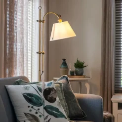 QAZQA Lampen Für Dein Homeoffice|Schlafzimmerlampen*Klassische Stehleuchte mit weißem Lampenschirm - Ashley