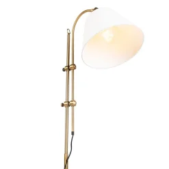 QAZQA Lampen Für Dein Homeoffice|Schlafzimmerlampen*Klassische Stehleuchte mit weißem Lampenschirm - Ashley