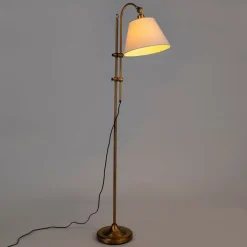 QAZQA Lampen Für Dein Homeoffice|Schlafzimmerlampen*Klassische Stehleuchte mit weißem Lampenschirm - Ashley